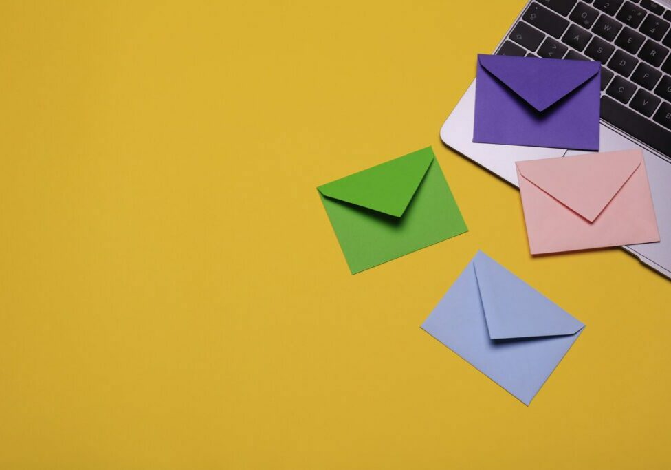 Close-up of envelopesClose-up of envelopes on laptop